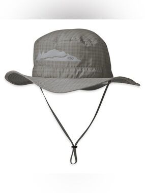 Outdoor Research Kids Helios Sun Hat in Plaid Khaki, size Large / 6-12years